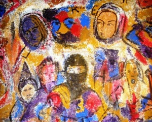 Artwork on the wall of a Youth and Culture Centre in the camp